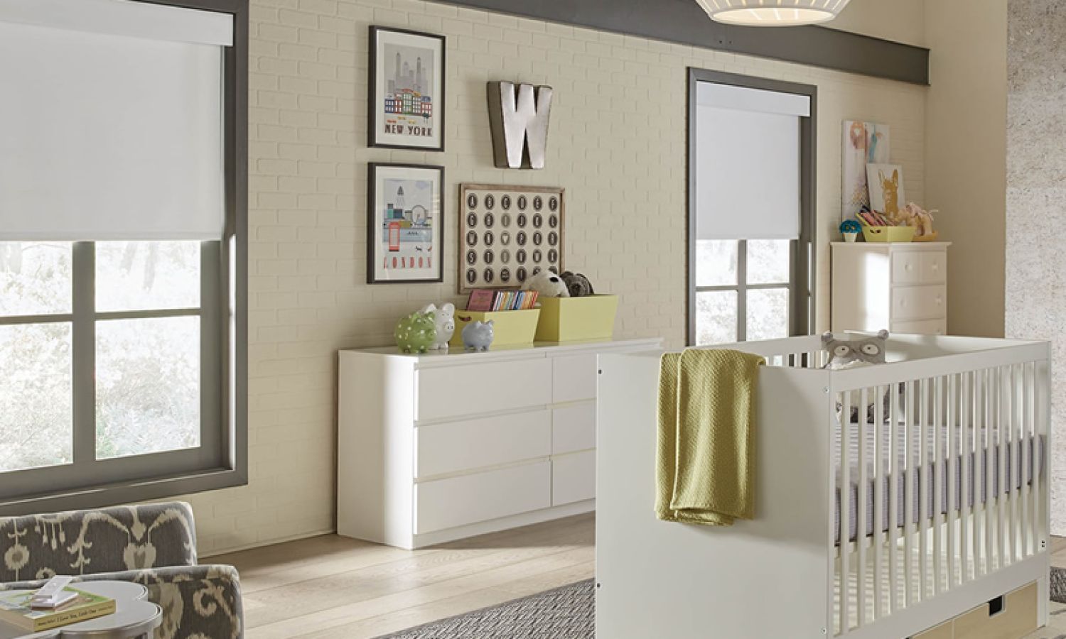 children's nursery with lutron shades