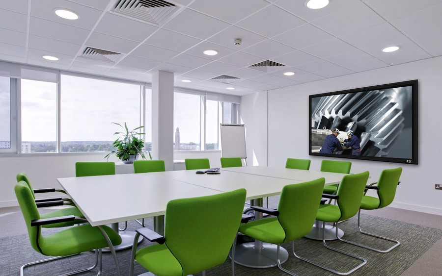 Modern conference room with lighting and shade control in Salt Lake City. 